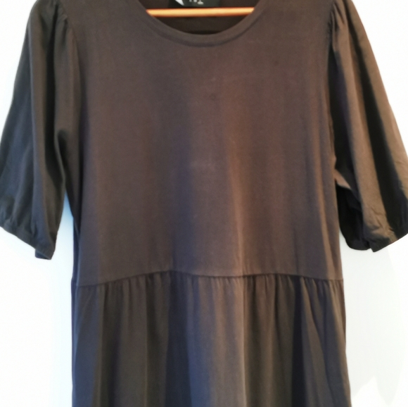 Decjuba Dress Black sz L Drop Hem Longline Gypsy style 3/4 Sleeve Boho 90s - Picture 5 of 12